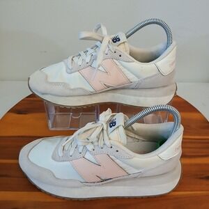 New Balance 237 Womens Size 7 White Pink Running Sneakers Shoes WS237GA